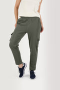 Pantalon Femme Molleton Ceinture Elastiquée Kaki - 1