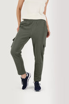 Pantalon Femme Molleton Ceinture Elastiquée Kaki - 1