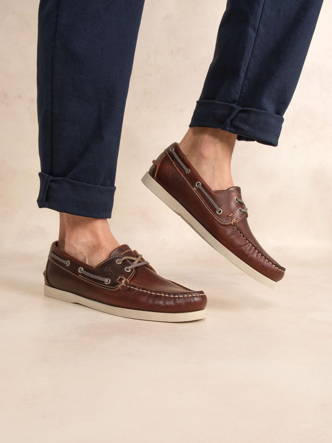 Chaussures Bateau Homme Cuir Marine et Marron - 3