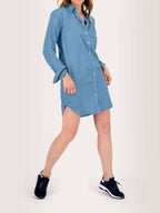 Robe Chemisier Femme Fluide Lyocell Bleu - 1