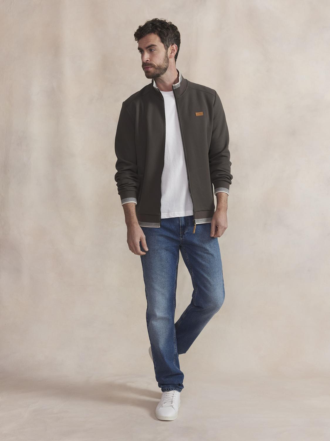 Sweat Zippé Homme Brun LEANNGIL - 2