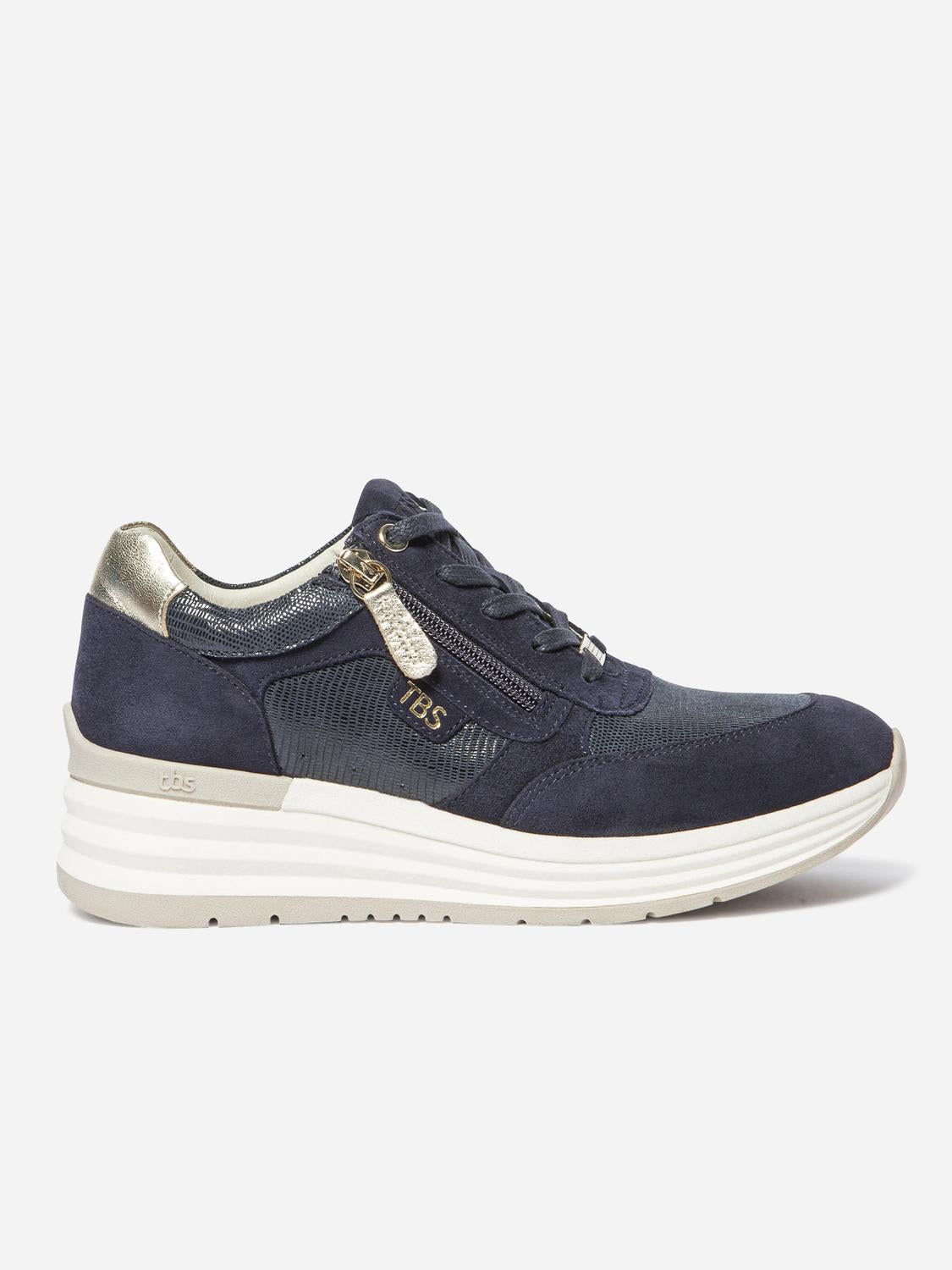 Running Femme Doublée Cuir Marine et Or TYLAZIP - 2
