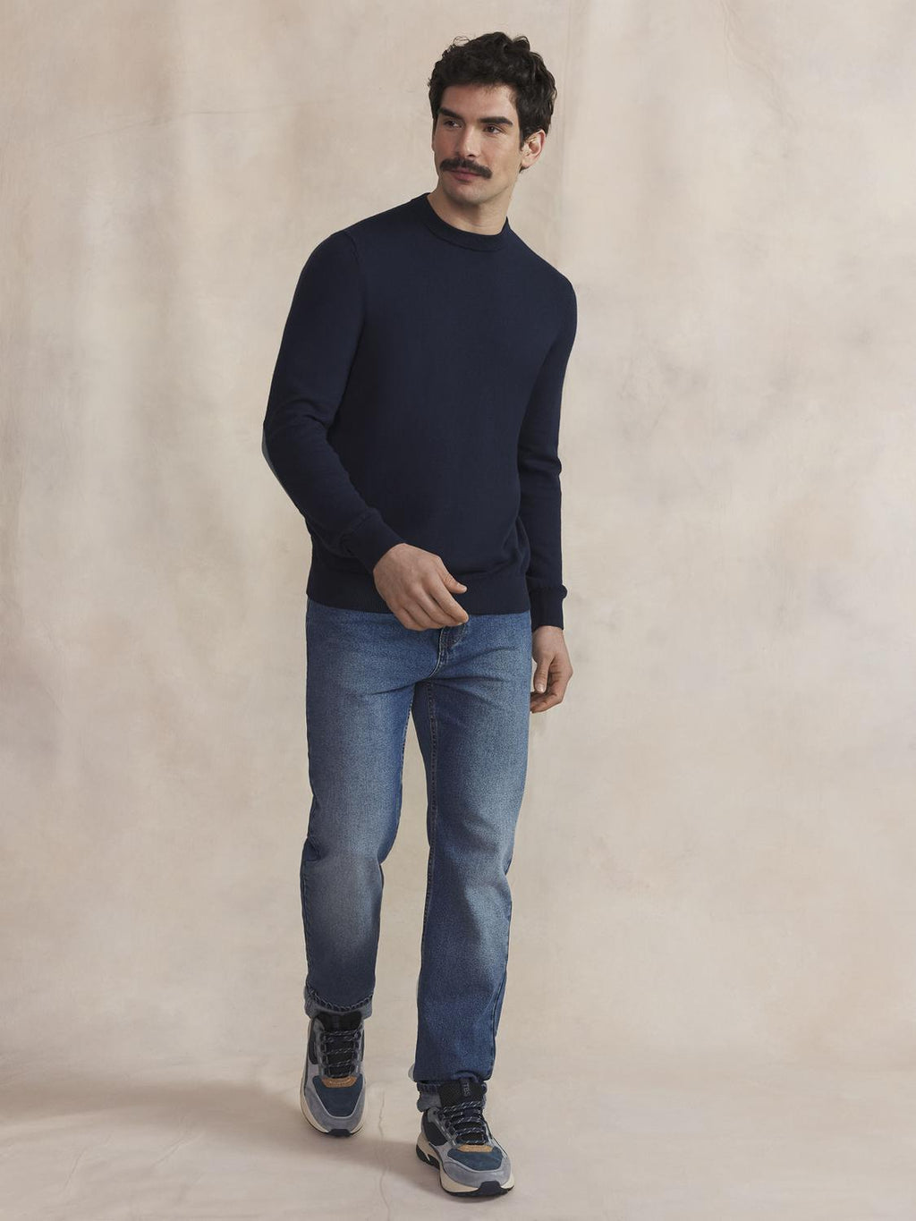 Pull Homme Col Rond Laine Coton Marine - 6