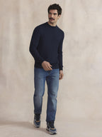 Pull Homme Col Rond Laine Coton Marine - 6