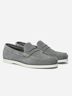 Mocassins Homme Souple Cuir Velours Gris Clair - 4