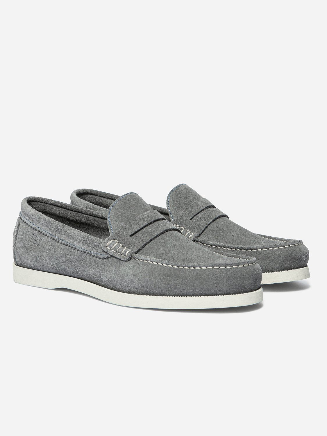 Mocassins Homme Souple Cuir Velours Gris Clair - 4