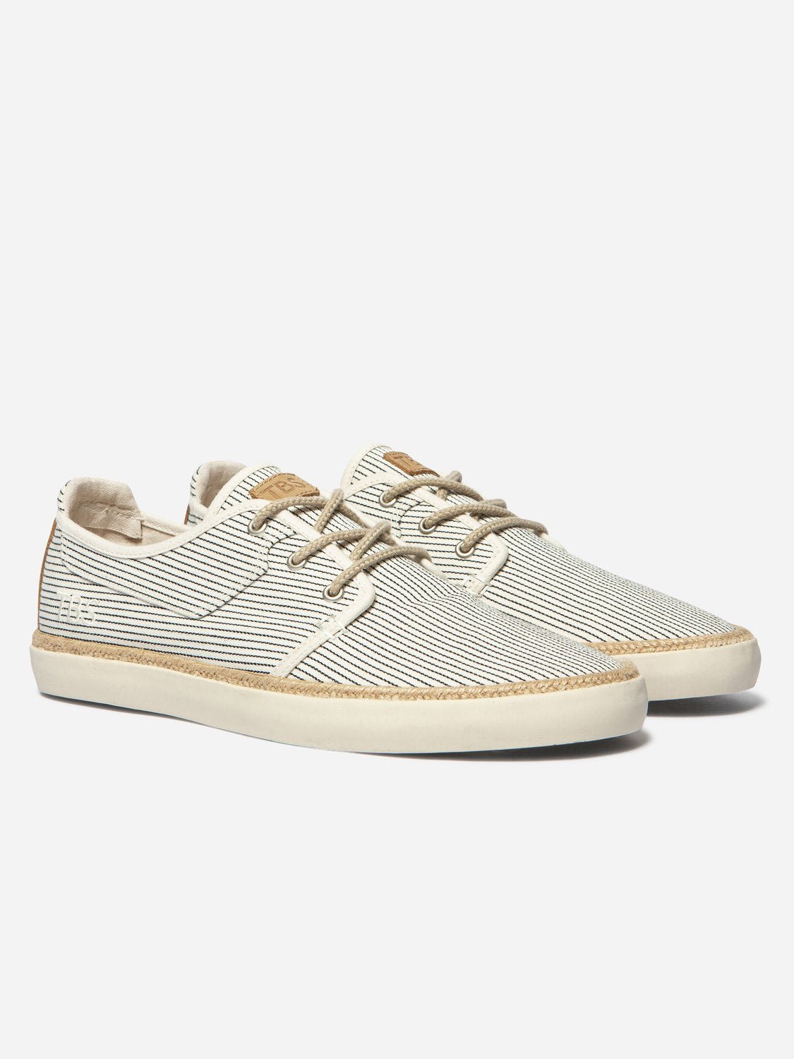 Tennis Homme En Toile Rayée Marine et Crème - 2