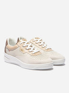 Baskets Femme Dessus Cuir Fabriquées en France Blanc et Beige - 2