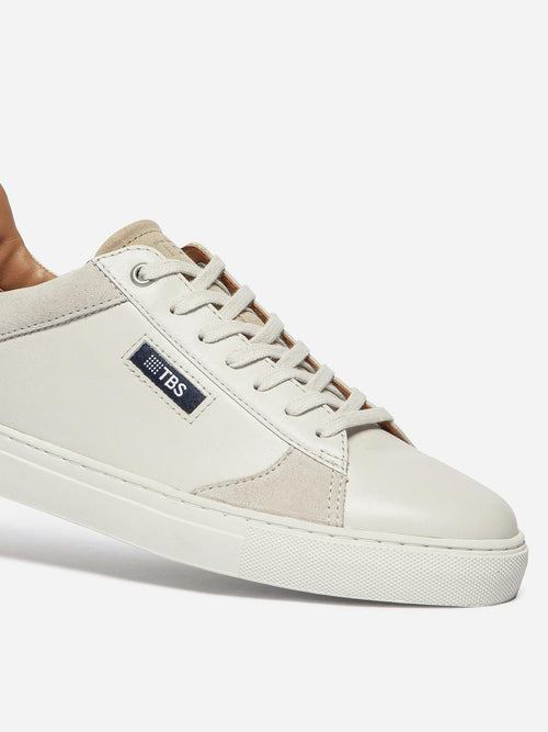 Baskets Cuir Homme Fabriquées en France Off-White et Kaki et Beige MAUBERT - 2