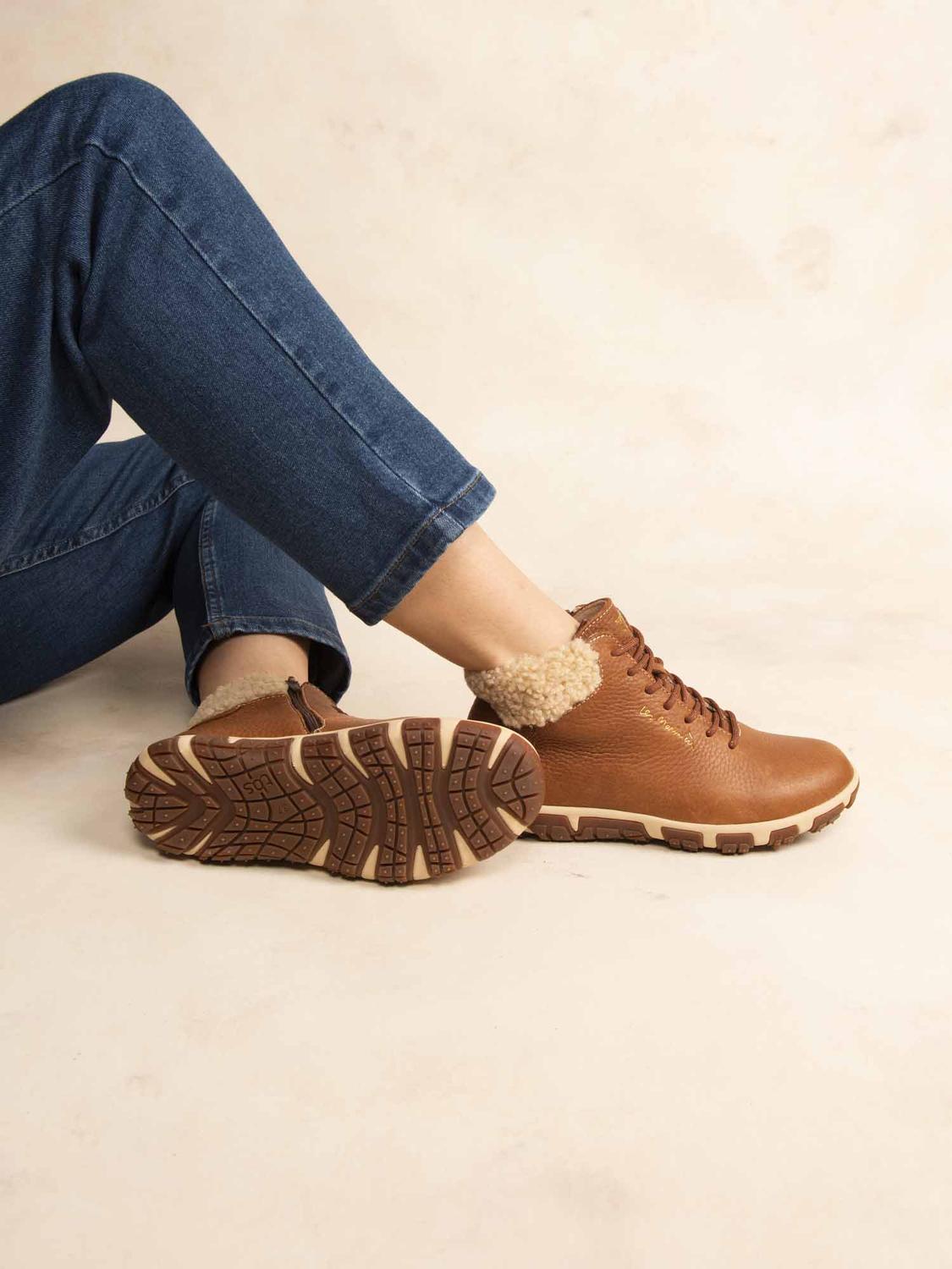 Boots Femme Doublée Feutrine Cuir Marine - 13
