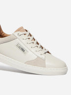 Baskets Cuir Femme Fabriquées en France Off-White et Acajou et Nude MAULINE - 2