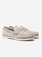 Mocassins Homme Souple Cuir Velours Gris Clair - 2