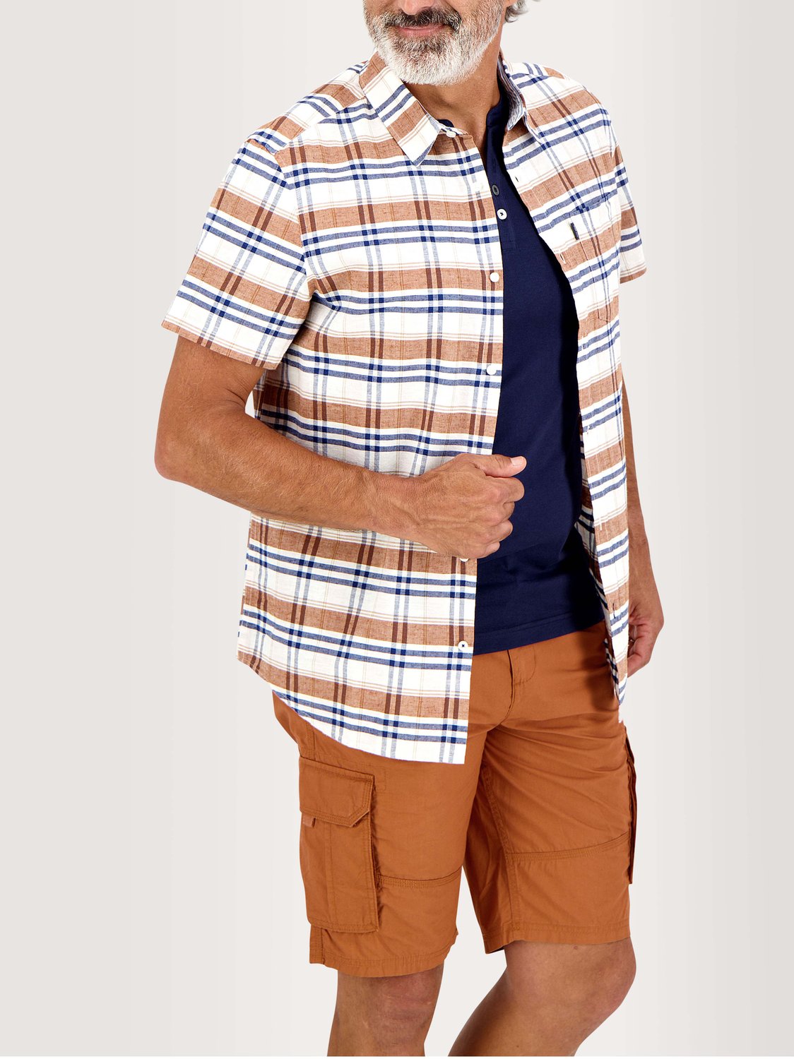 Chemise Homme A Carreaux Manches Courtes Bleu - 3