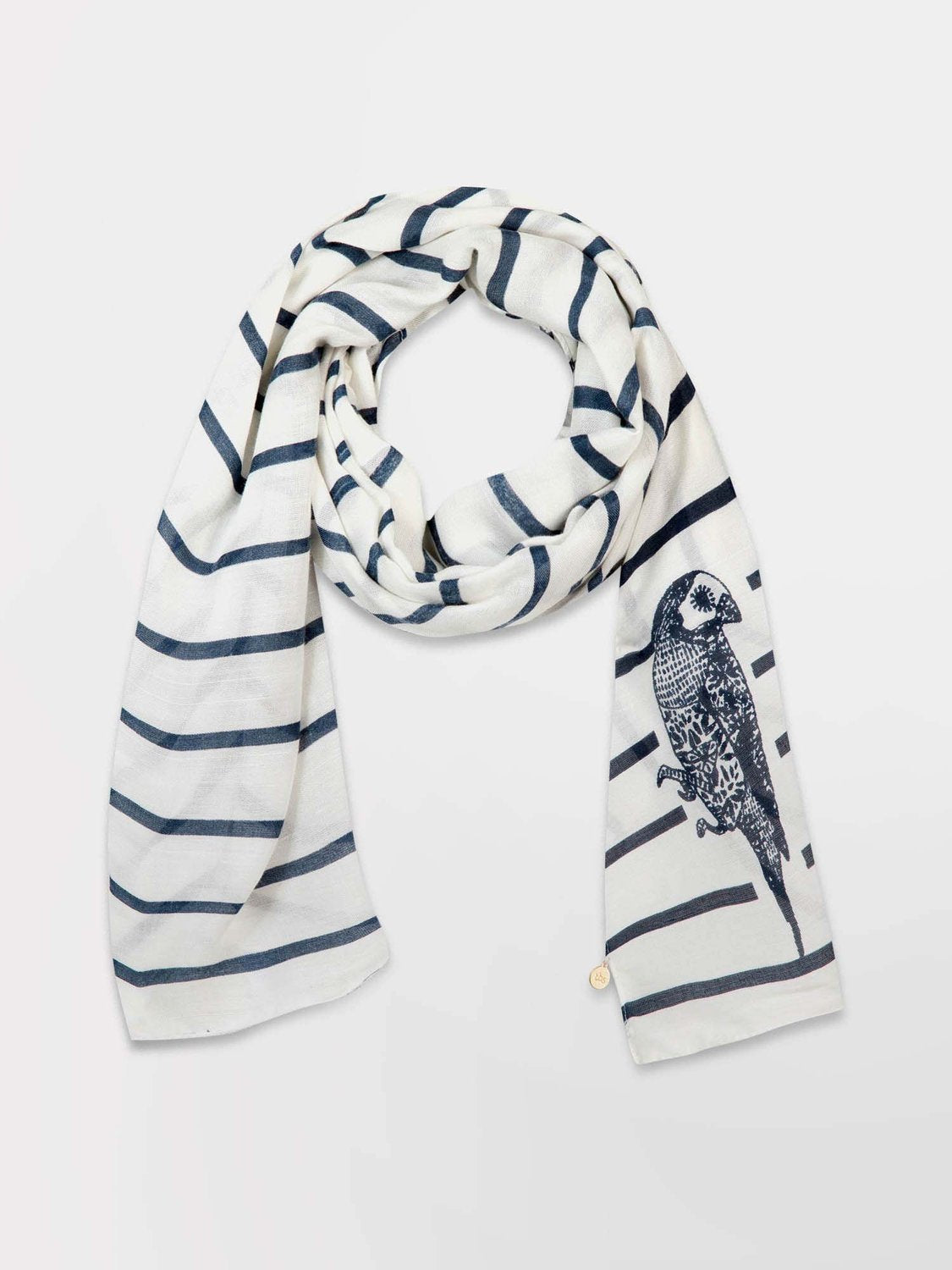 Foulard Femme Rayures Fines Blanc & Vert - 3