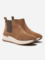 Boots Femme Semelle Sport Cuir Marron - 2