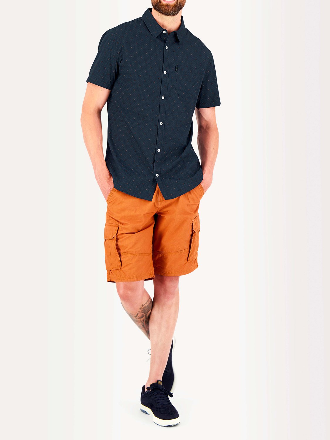 Chemise Homme Manches Courtes Micro Motif Marine - 1
