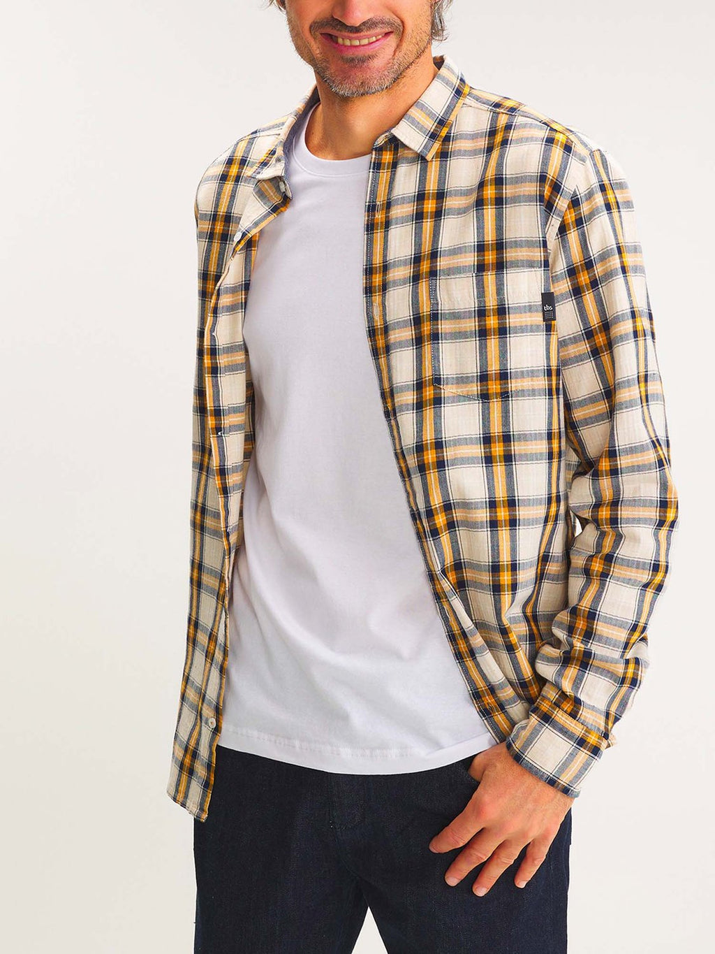 Chemise Homme A Carreaux Jaune et Noir - 1