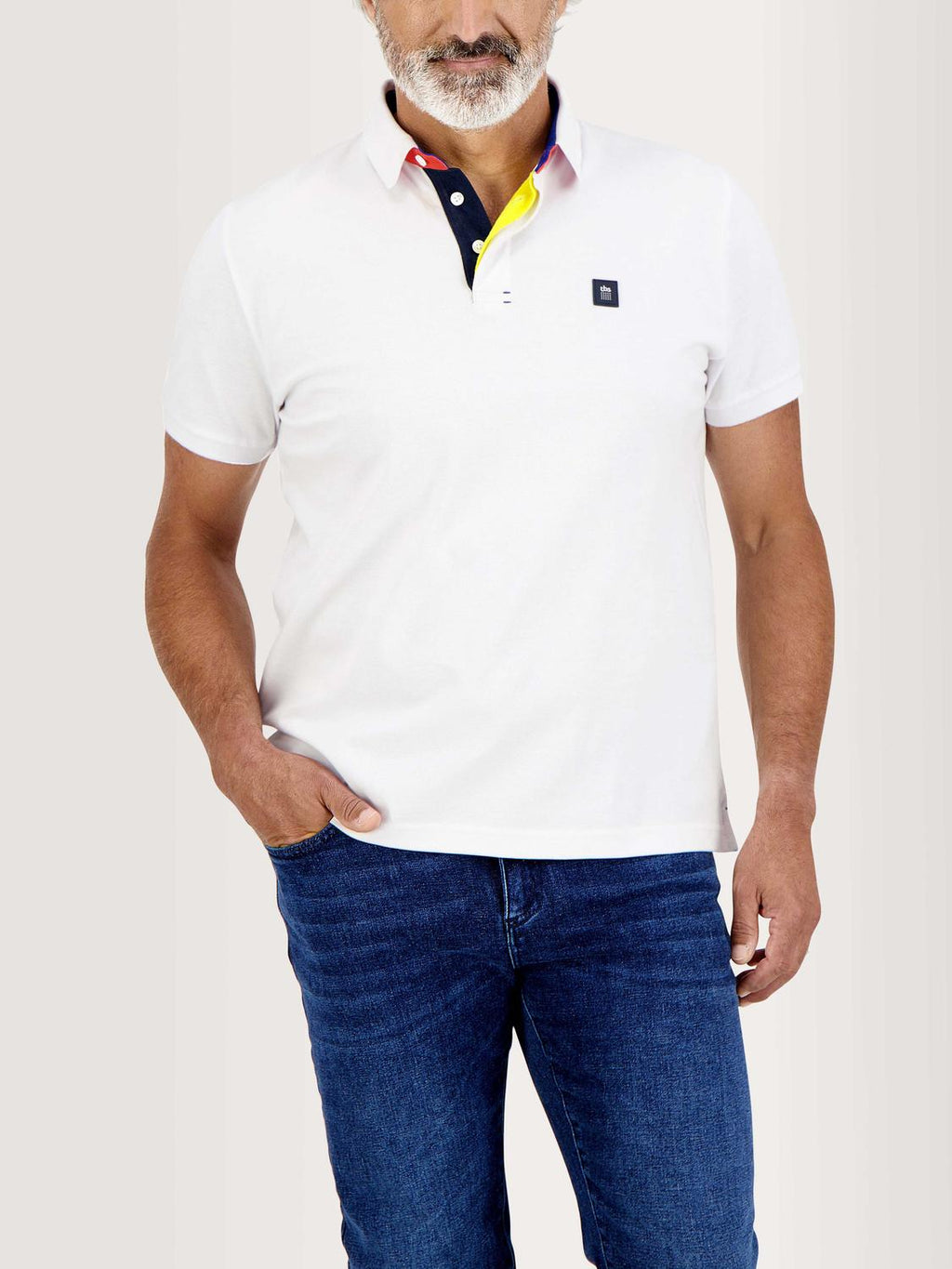 Polo Homme Coton Piqué Manches Courtes Blanc - 1