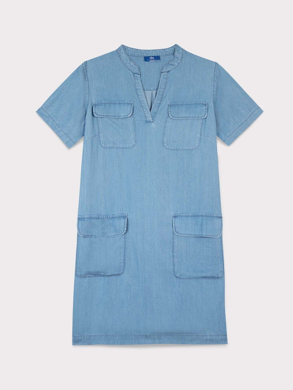 Robe Femme Coupe Droite 4 Poches Lyocell Bleu - 1