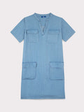Robe Femme Coupe Droite 4 Poches Lyocell Bleu - 1