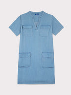 Robe Femme Coupe Droite 4 Poches Lyocell Bleu - 1
