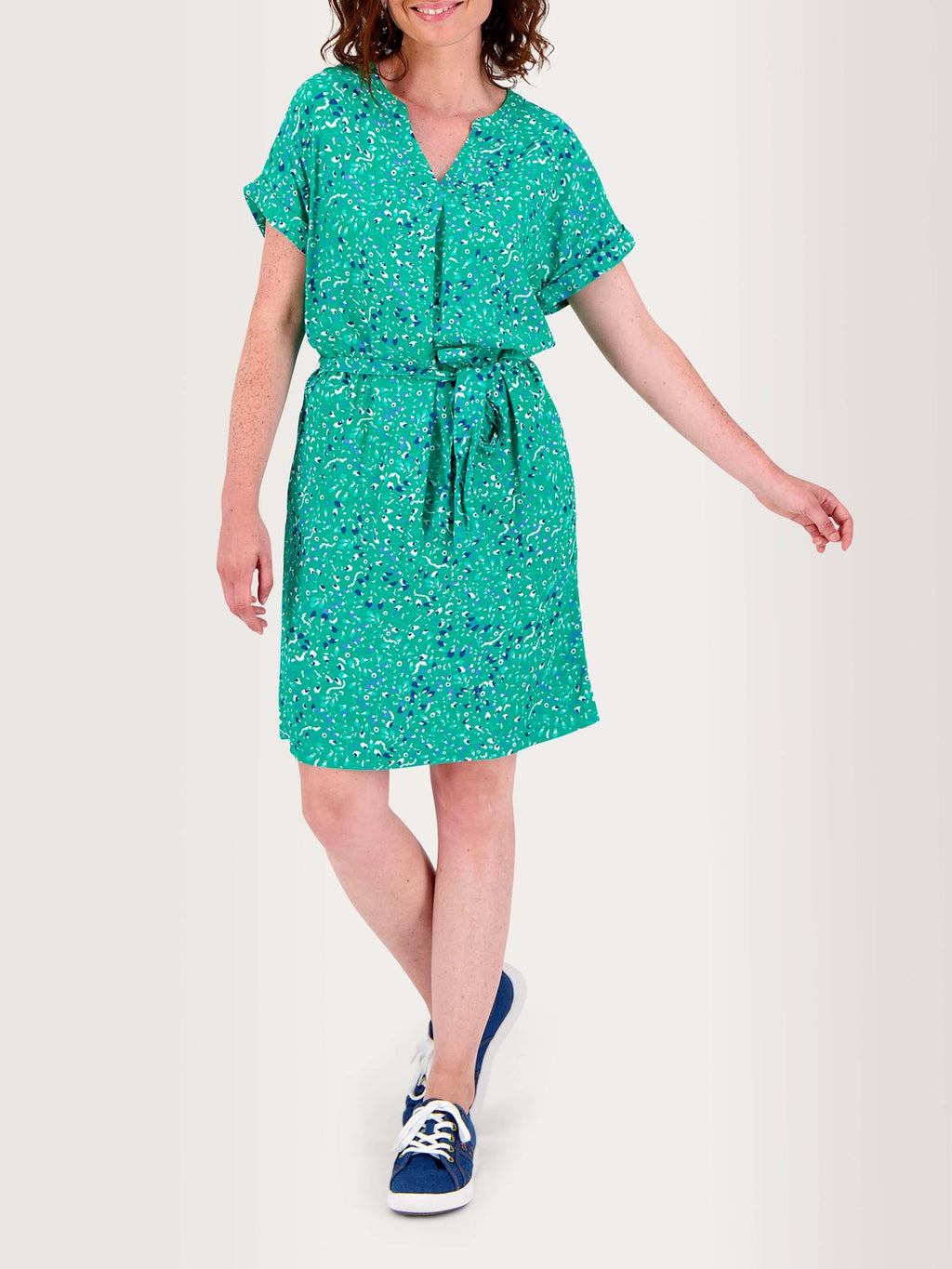 Robe Femme Fluide & Légère Motif Floral Vert - 1