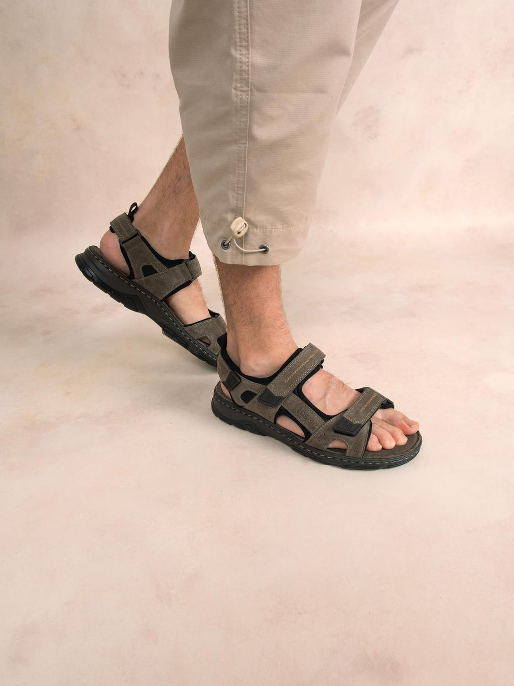 Sandales Homme Semelle Ortholite Cuir Gris - 1
