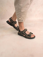 Sandales Homme Semelle Ortholite Cuir Gris - 1
