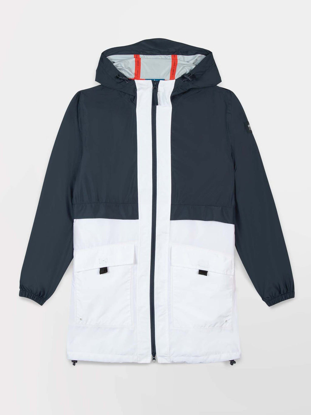 Coupe-Vent Femme Imperméable Coupe Longue Marine et Blanc - 2