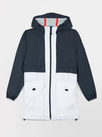 Coupe-Vent Femme Imperméable Coupe Longue Marine et Blanc - 2