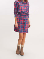 Robe Femme A Carreaux Rose et Marine - 1