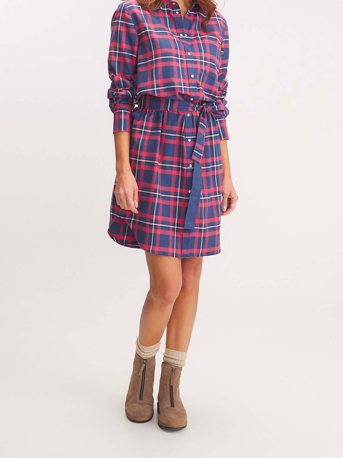 Robe Femme A Carreaux Rose et Marine - 1