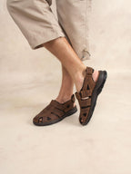 Sandales Homme Confort Ortholite Cuir Marron - 1
