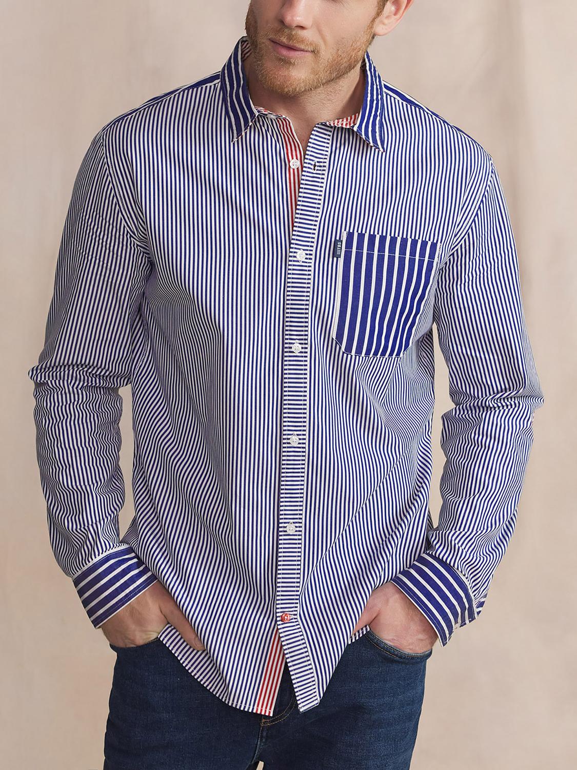 Chemise Homme Coupe Regular Rayures Bleu et Rouge ZAYNECHE - 1