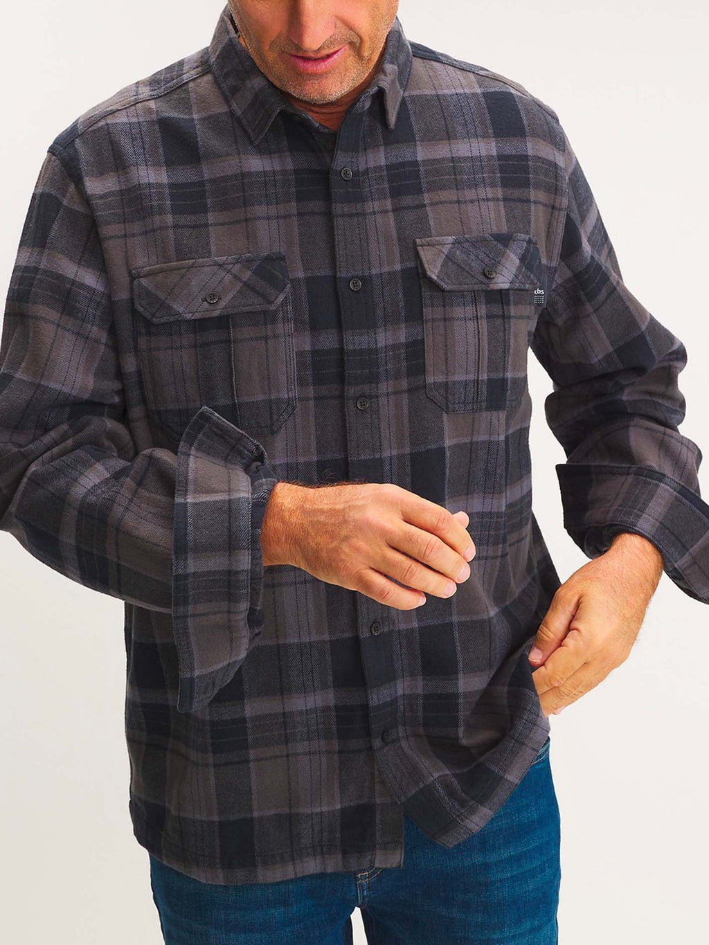 Surchemise Homme en Flanelle Carreaux Noir - 1