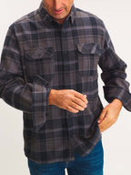 Surchemise Homme en Flanelle Carreaux Noir - 1