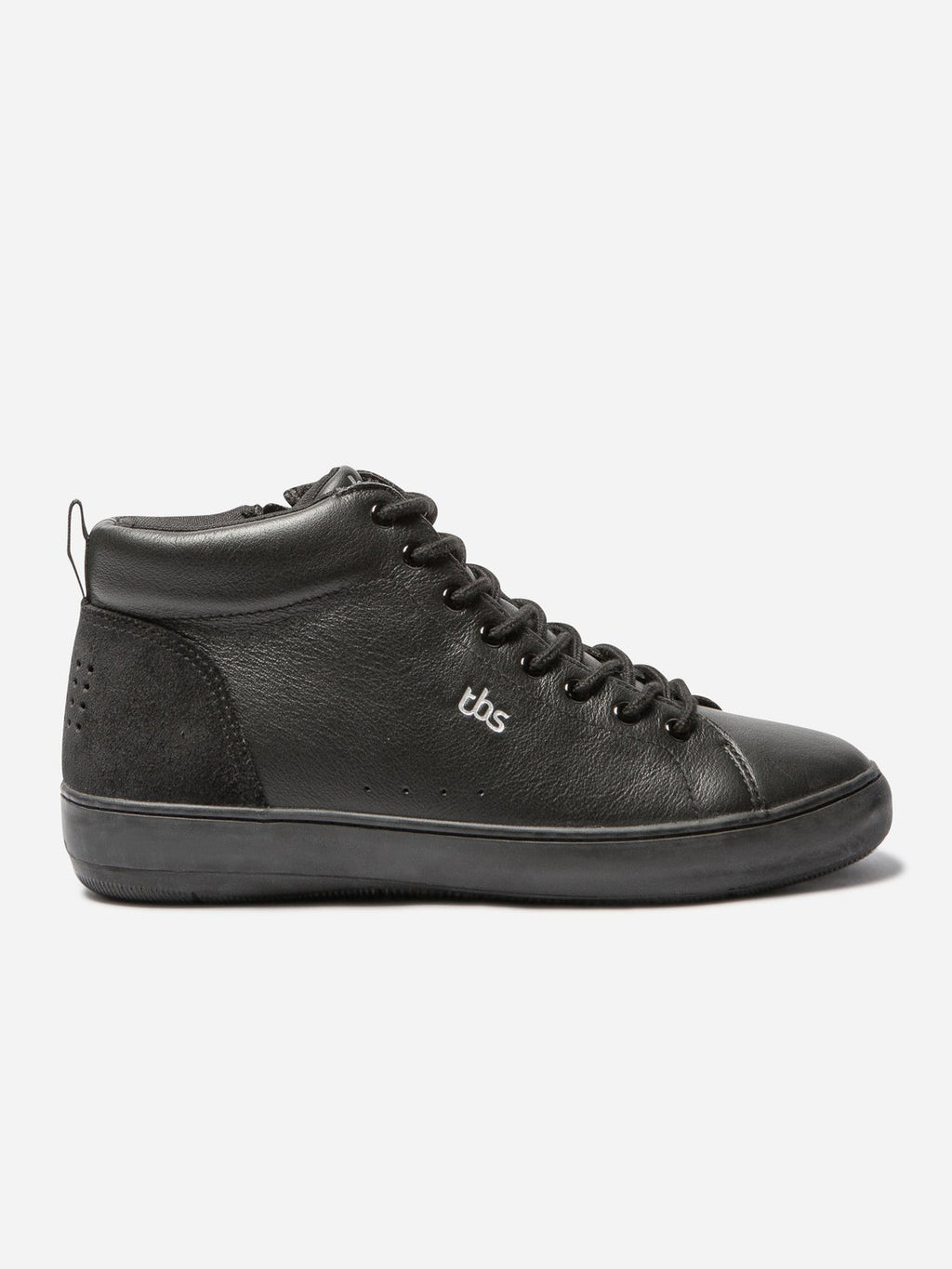 Tennis Montante Femme Zippée Dessus Cuir Noir - 1