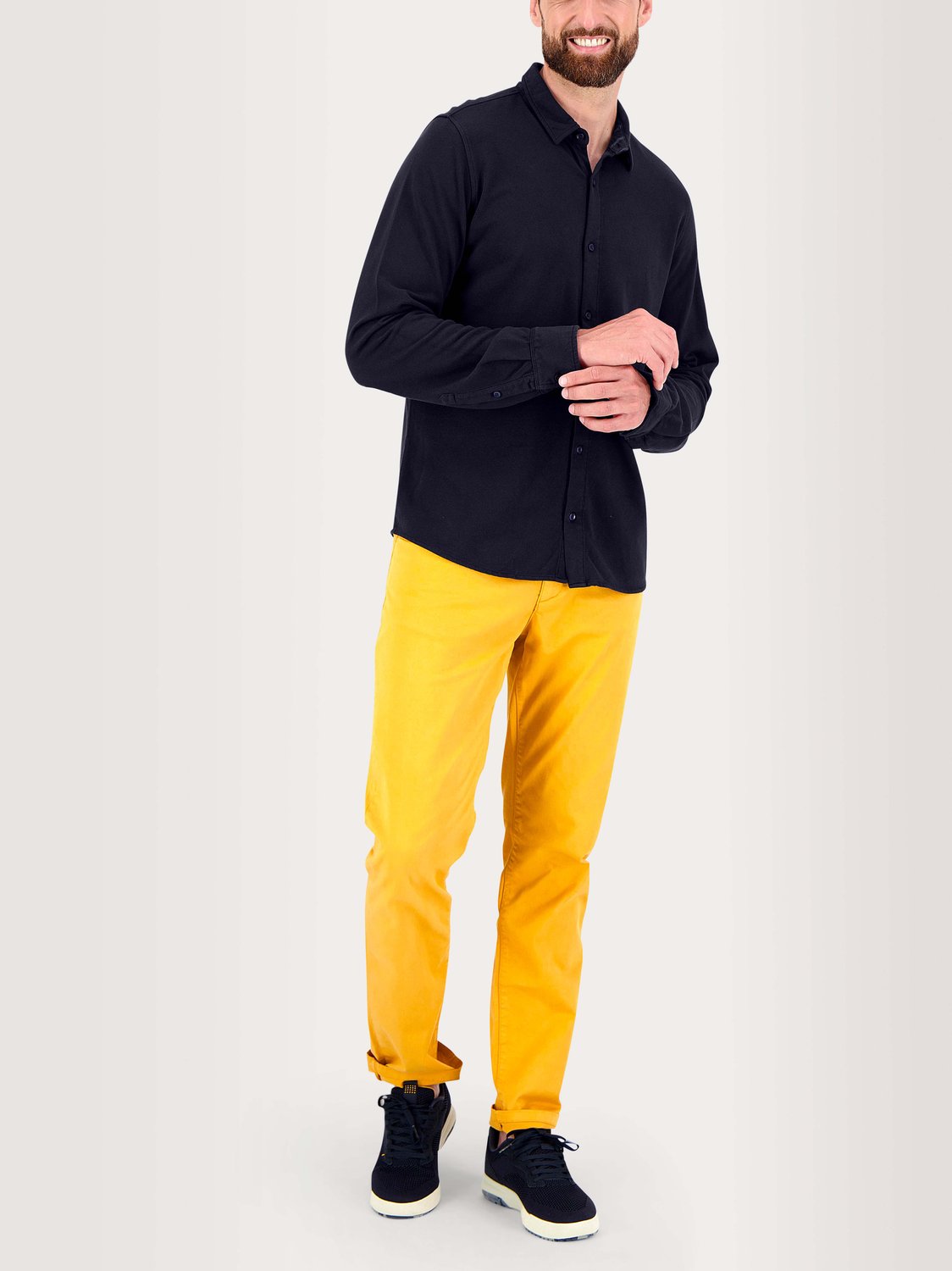 Chemise Homme Manches Longues Coton Piqué Marine - 1