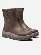 Boots Femme Double Zip Semelle Crantée Cuir Marron - 2