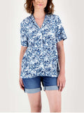 Chemise Femme Manches Courtes Floral Bleu - 1
