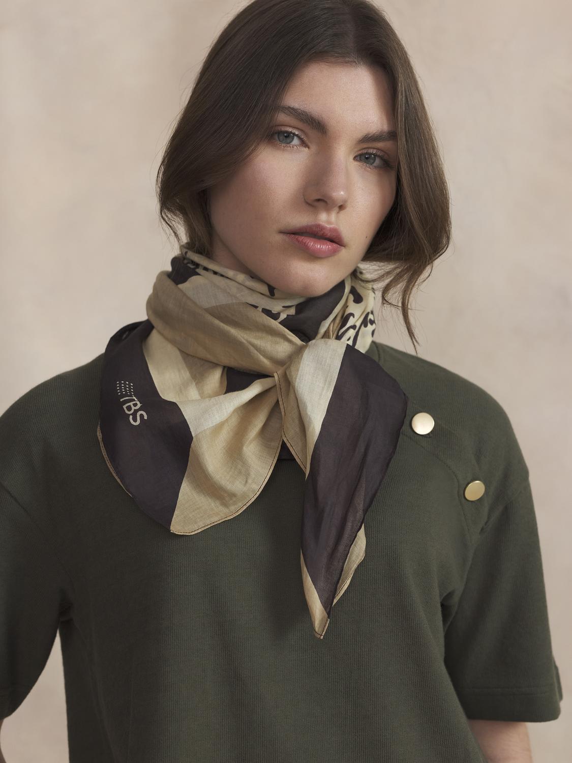Foulard Femme Textile Chocolat et Osier ANNAFOU - 1