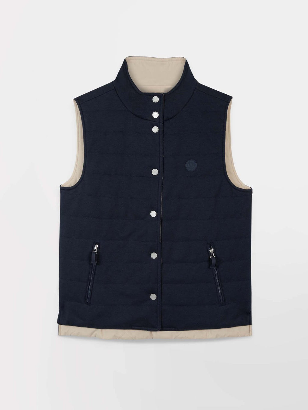 Veste Femme Sans Manches Reversible Ivoire et Marine - 1