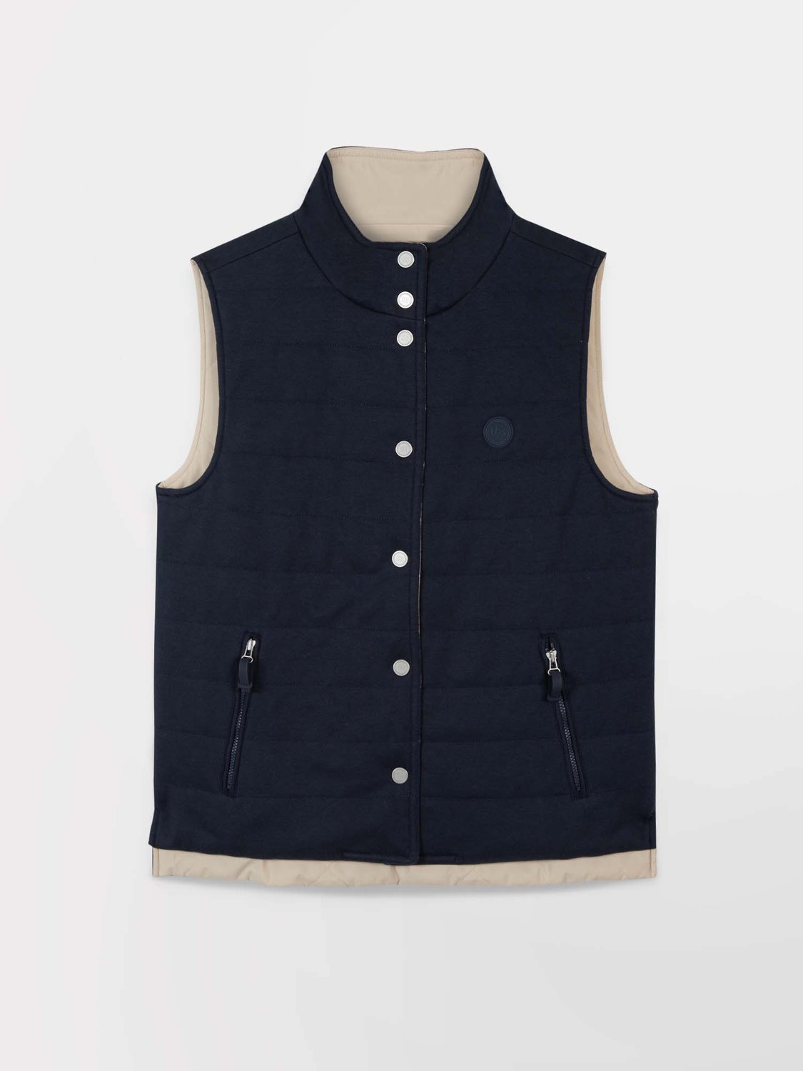 Veste Femme Sans Manches Reversible Ivoire et Marine - 1