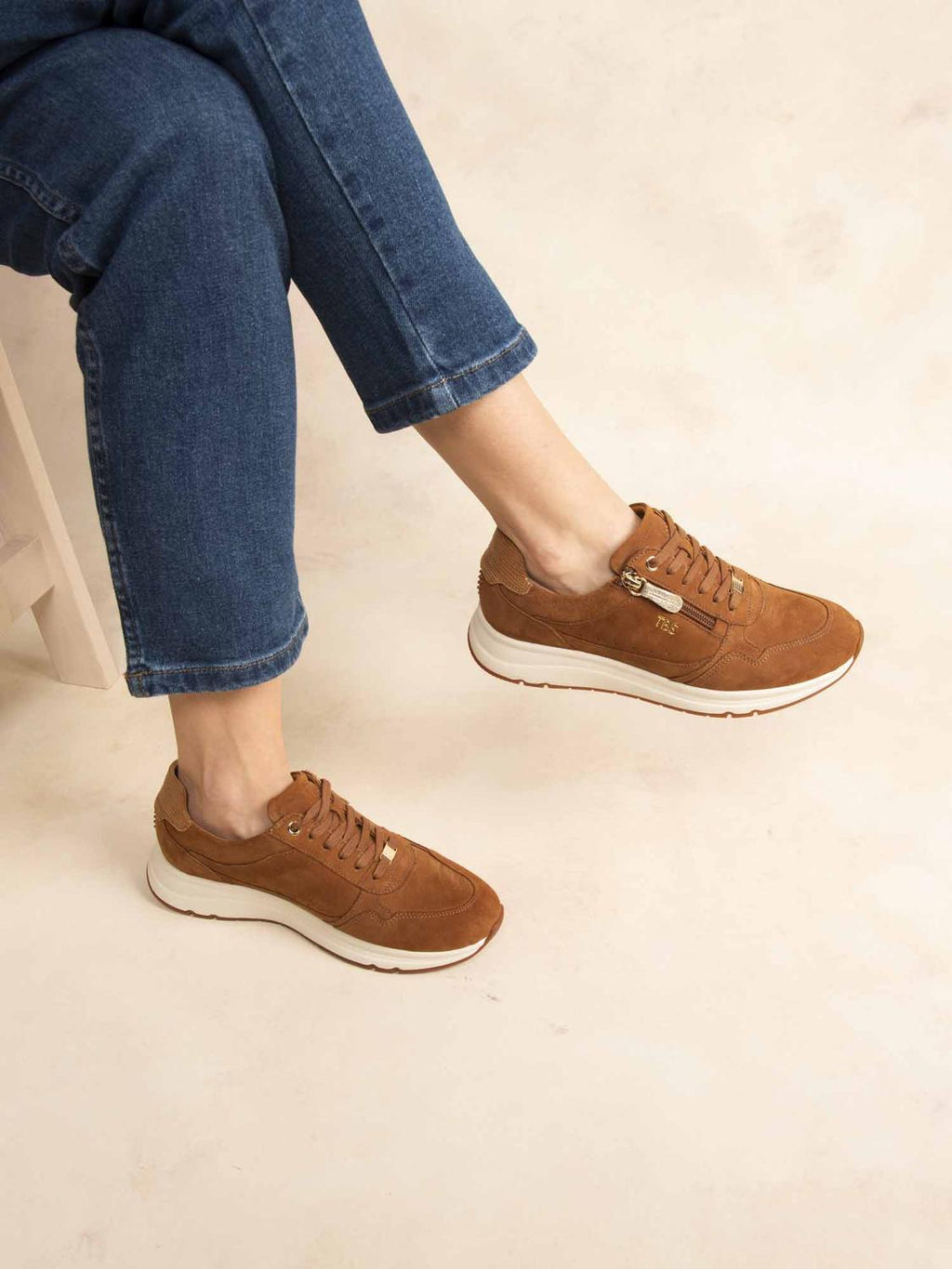 Tennis Femme Doublée Cuir Tan BLONZIP - 1