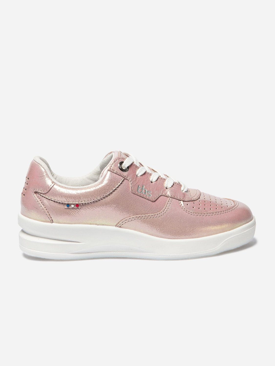 Baskets Femme Dessus Cuir Fabriquées en France Blanc et Beige - 5
