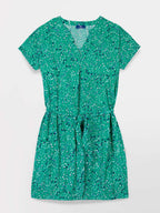 Robe Femme Fluide & Légère Motif Floral Vert - 2