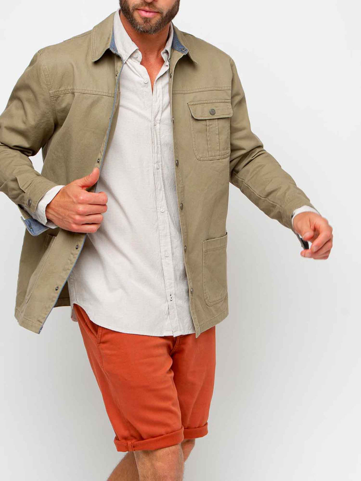 Sur-Chemise Homme Coton kaki - 1