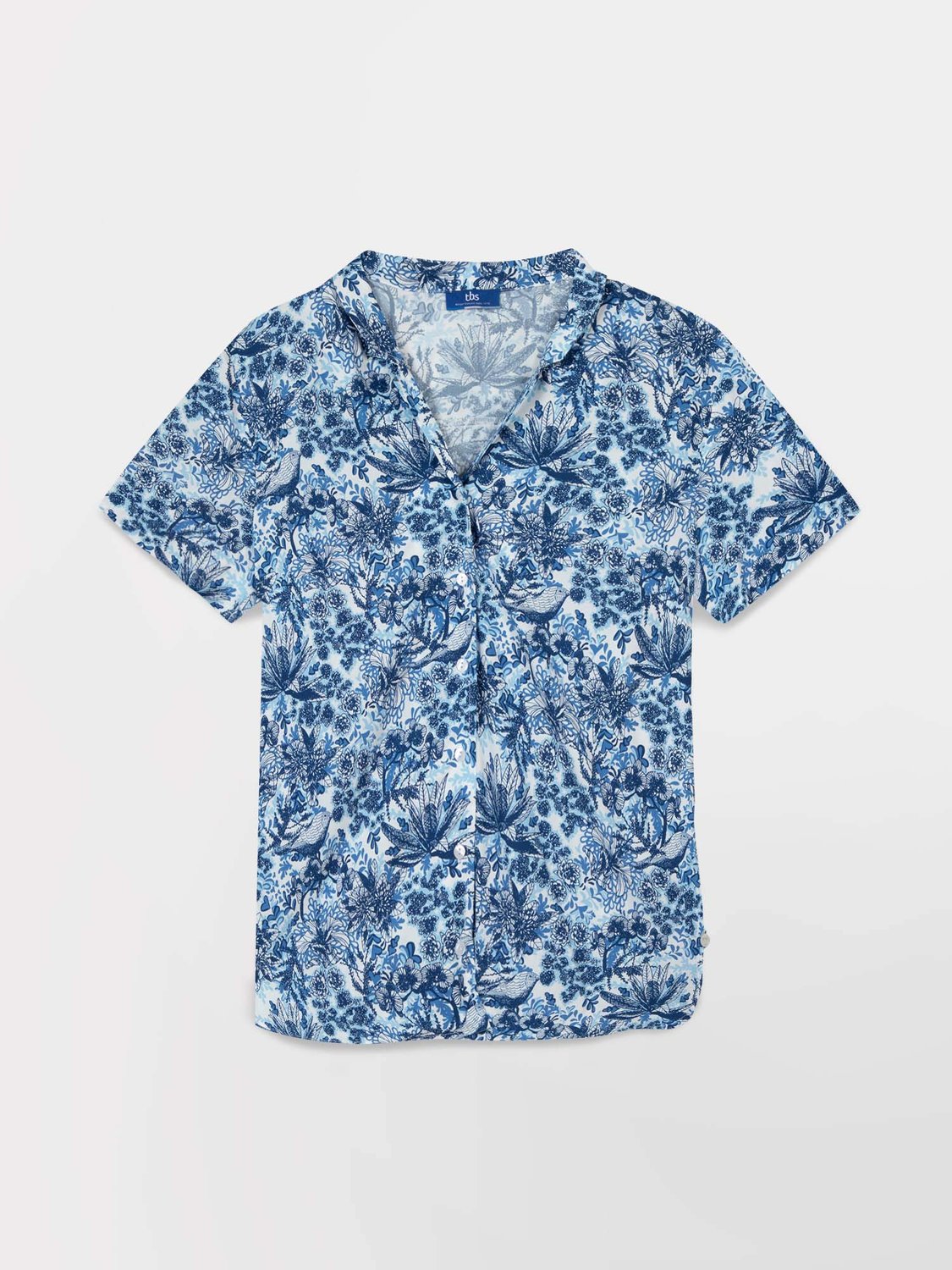 Chemise Femme Manches Courtes Floral Bleu - 2