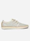 Tennis Homme En Toile Rayée Marine et Crème - 1