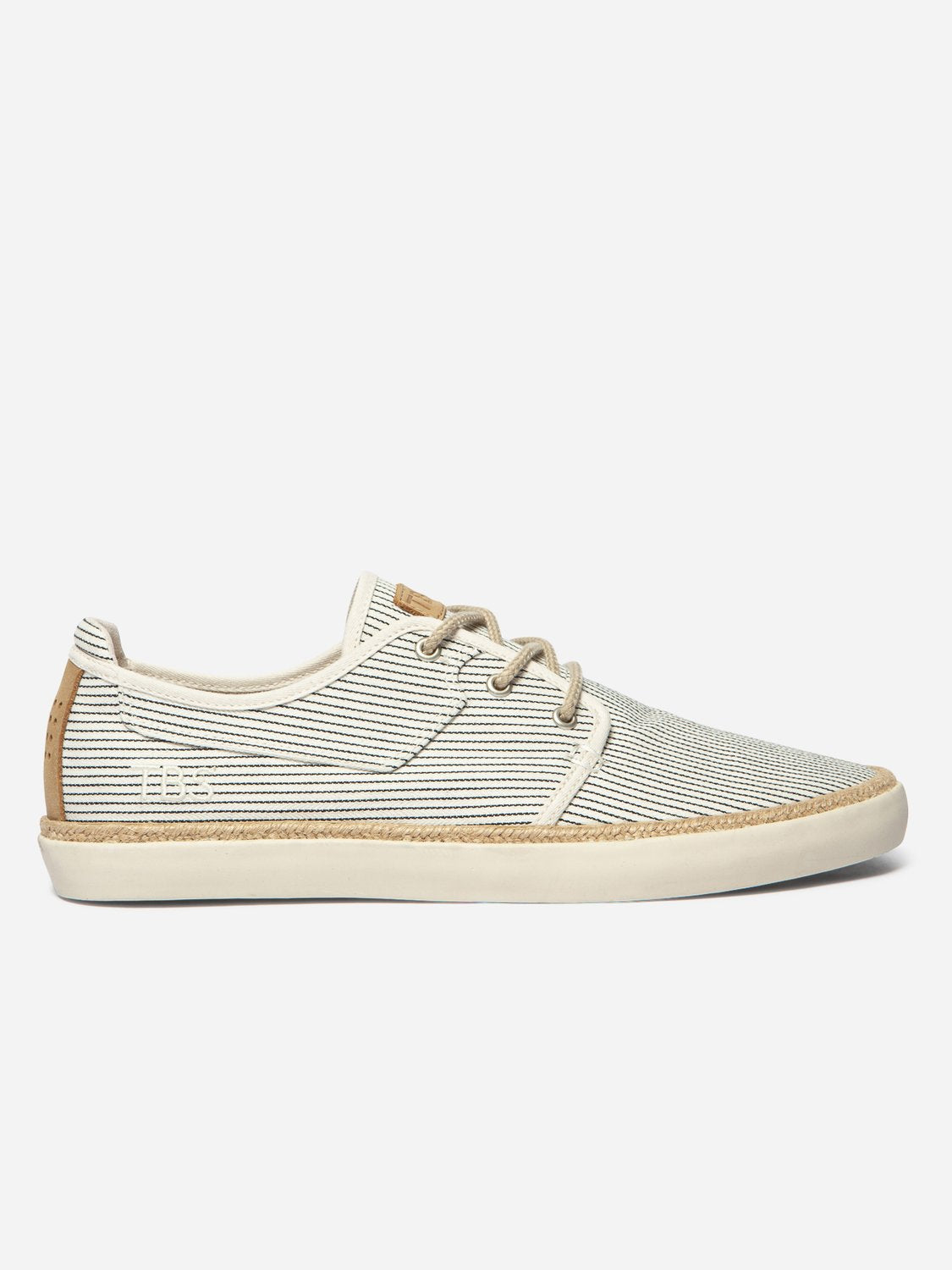 Tennis Homme En Toile Rayée Marine et Crème - 1